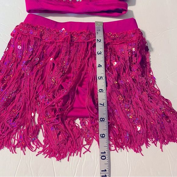 Weissman solo custom dance costume 2 piece hot pink fringe Go Get It 14590 SC 6 - Picture 10 of 15
